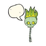 cartoon spooky skull and spine with speech bubble N8