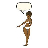cartoon woman in bikini with speech bubble N40