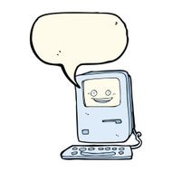 cartoon old computer with speech bubble N16