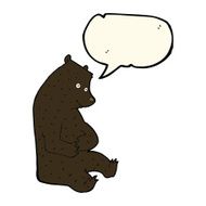 cartoon happy black bear with speech bubble N7