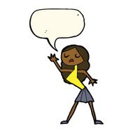 cartoon woman dancing with speech bubble N19