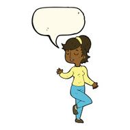 cartoon dancing woman with speech bubble N40