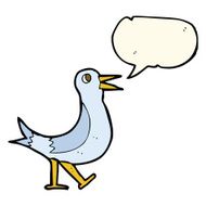 cartoon walking bird with speech bubble N13