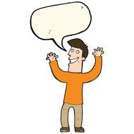 cartoon excited man with speech bubble N51