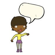 cartoon happy woman with speech bubble N184