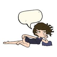 cartoon woman in sexy pose with speech bubble N15