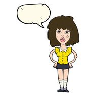 cartoon woman been in fight with speech bubble N7