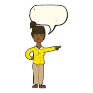 cartoon woman pointing with speech bubble N150