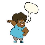 cartoon overweight woman with speech bubble N10