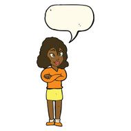 cartoon woman with crossed arms speech bubble N35