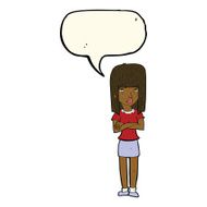 cartoon woman standing with speech bubble N16
