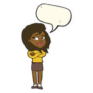 cartoon woman with crossed arms speech bubble N36
