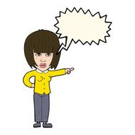 cartoon pointing annoyed woman with speech bubble N7