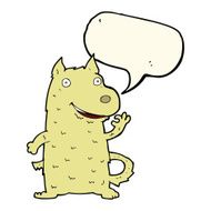 cartoon happy dog with speech bubble N60