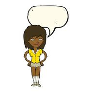 cartoon woman with hands on hips speech bubble N164