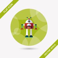 robot concept flat icon with long shadow eps10 N258