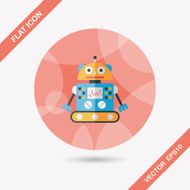 robot concept flat icon with long shadow eps10 N261