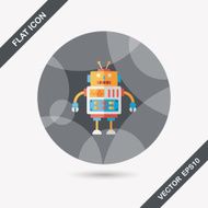 robot concept flat icon with long shadow eps10 N269