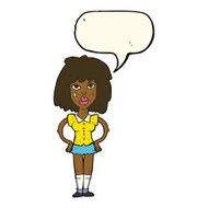 cartoon woman been in fight with speech bubble N8