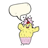 cartoon cupcake monster with speech bubble N7