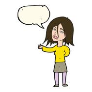 cartoon unhappy woman with speech bubble N6