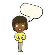 cartoon happy woman with speech bubble N185