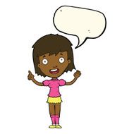 cartoon woman pointing with speech bubble N151