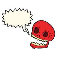 cartoon spooky skull with speech bubble N109