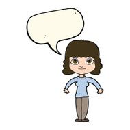 cartoon woman shrugging shoulders with speech bubble N343