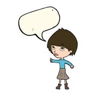 cartoon woman giving thumbs up symbol with speech bubble N47