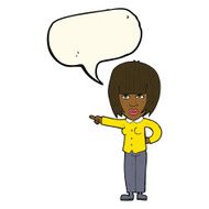 cartoon pointing annoyed woman with speech bubble N8
