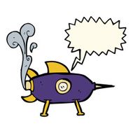 cartoon space rocket with speech bubble N16