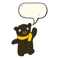 cute cartoon black teddy bear with speech bubble N7