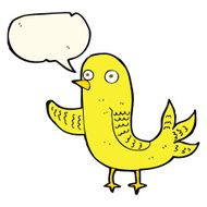 cartoon waving bird with speech bubble N14