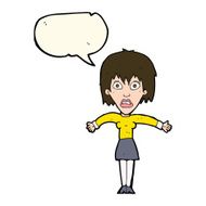 cartoon shocked woman with speech bubble N71