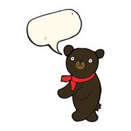 cute cartoon black teddy bear with speech bubble N8