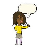 cartoon unhappy woman with speech bubble N7