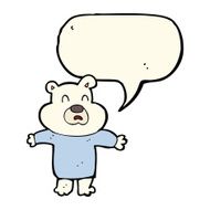 cartoon unhappy polar bear with speech bubble N8