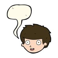 cartoon happy boy&#039;s face with speech bubble N15
