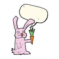 cartoon rabbit with carrot speech bubble N7