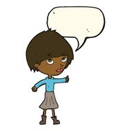 cartoon woman giving thumbs up symbol with speech bubble N48