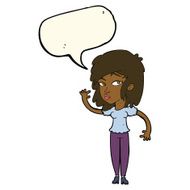 cartoon pretty woman waving with speech bubble N64