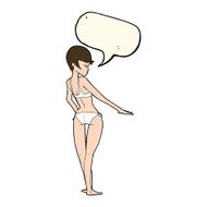 cartoon woman in bikini with speech bubble N41