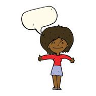 cartoon woman giving thumbs up sign with speech bubble N8
