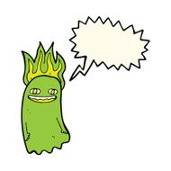 funny cartoon ghost with speech bubble N63