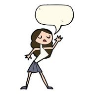 cartoon woman dancing with speech bubble N20