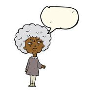 cartoon old lady with speech bubble N8