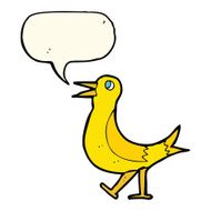 cartoon walking bird with speech bubble N14