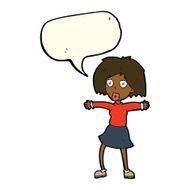 cartoon surprised woman with speech bubble N178