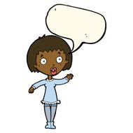 cartoon waving woman with speech bubble N99